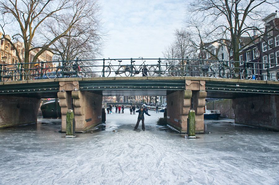 One of the bridges from a frozen canal