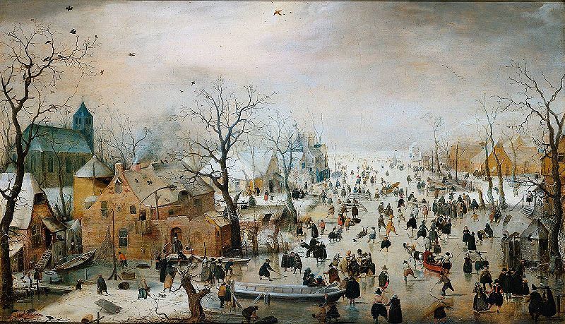 Winter landscape with ice skaters - Hendrick Avercamp