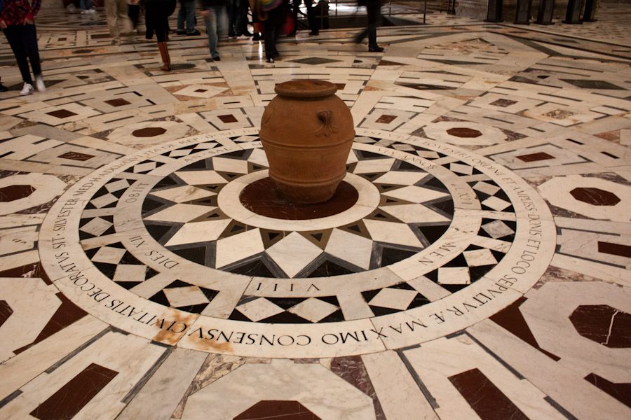 The marble floor inside