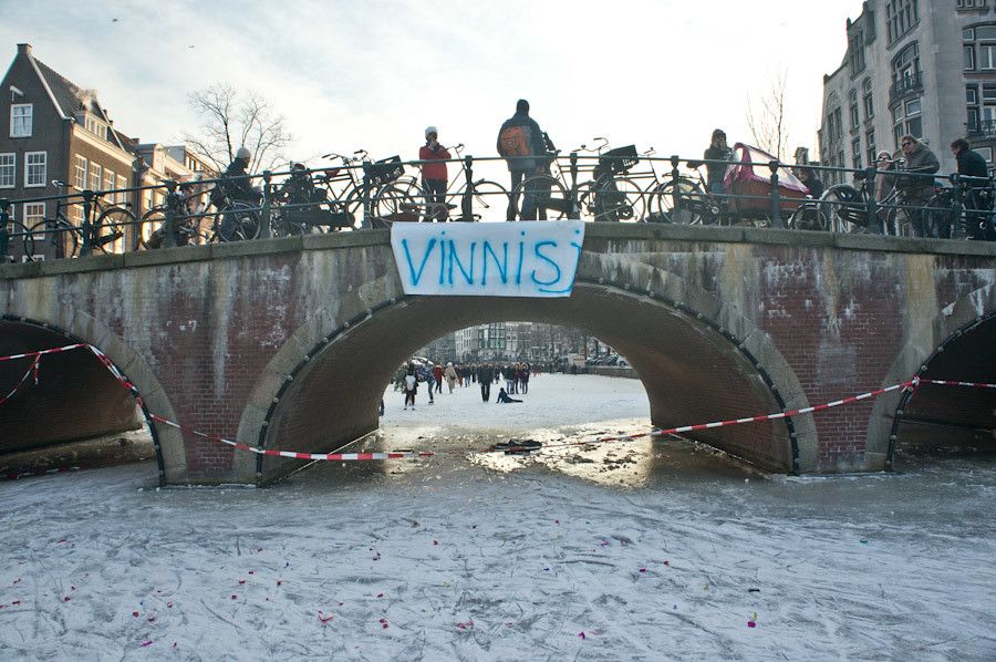 Getting ready for the ice skating races