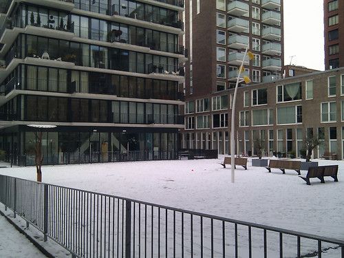 The courtyard of our building upon my return from India