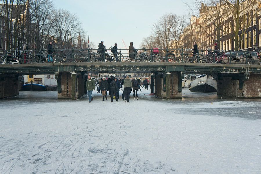 One of the bridges from a frozen canal