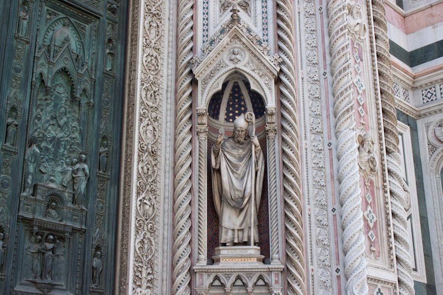 The enormous and intricate façade of the cathedral at Florence