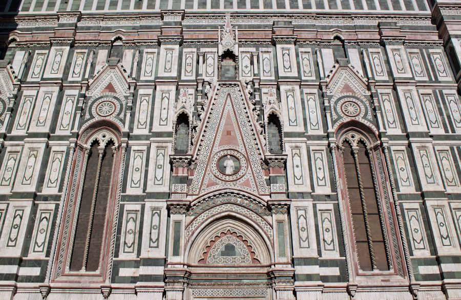 The enormous and intricate façade of the cathedral at Florence